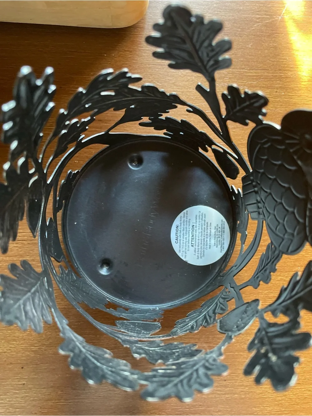 BATH & BODY WORKS Sparkly Owl Acorns Leaves 3 Wick Candle Holder Sleeve - Picture 6 of 8